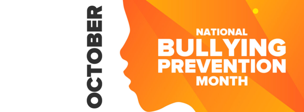 Profile of face in orange "October, National Bully Prevention Month"